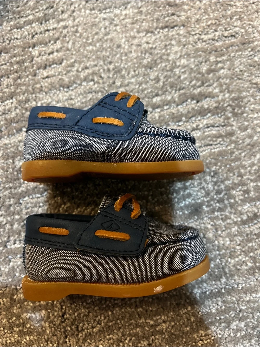 Sperry Infant Blue and Tan Moccasin-Style Boat Shoes